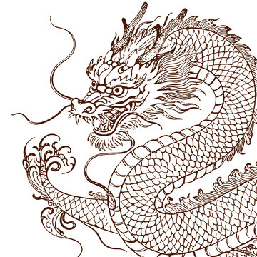 龍圖騰手繪線稿底紋包裝設(shè)計(jì)矢量圖素材