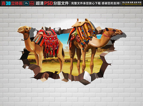 駱駝立體畫