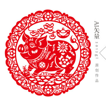 豬剪紙藝術(shù)