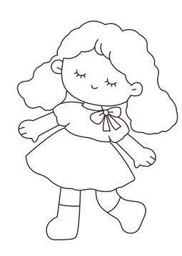 可愛卡通小女孩線稿