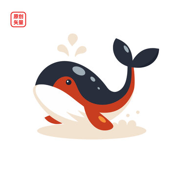 矢量插圖動(dòng)物簡(jiǎn)約海洋生物鯨魚(yú)