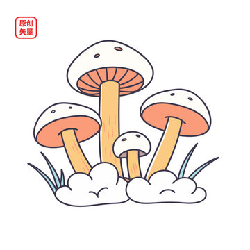 矢量插圖菌菇簡約蘑菇
