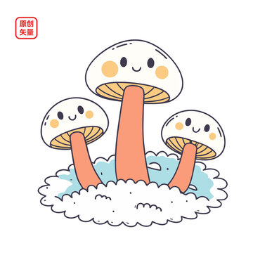 矢量插圖菌菇簡約卡通蘑菇