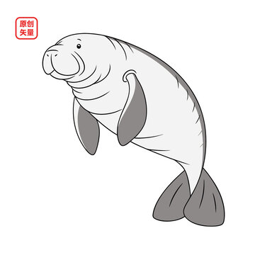 矢量插圖動(dòng)物海洋動(dòng)物海牛