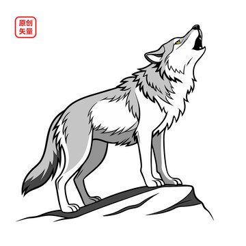 矢量插圖動(dòng)物灰狼