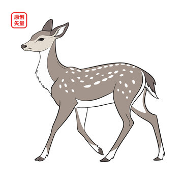 矢量插圖動物簡約梅花鹿