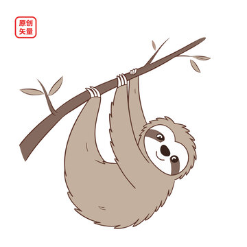 矢量插圖動物簡約樹懶