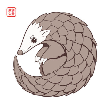 矢量插圖動(dòng)物卷縮穿山甲