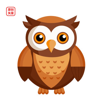 矢量插圖動(dòng)物卡通棕色貓頭鷹