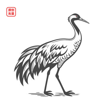 矢量插圖動(dòng)物鳥(niǎo)簡(jiǎn)約鶴