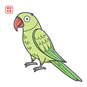 矢量插圖動物鳥綠色鸚鵡
