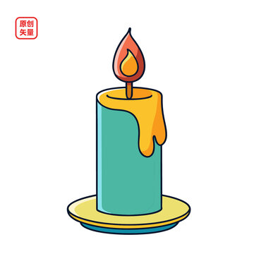 矢量插圖簡(jiǎn)約燃燒蠟燭