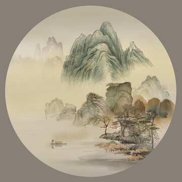 圓形山水畫