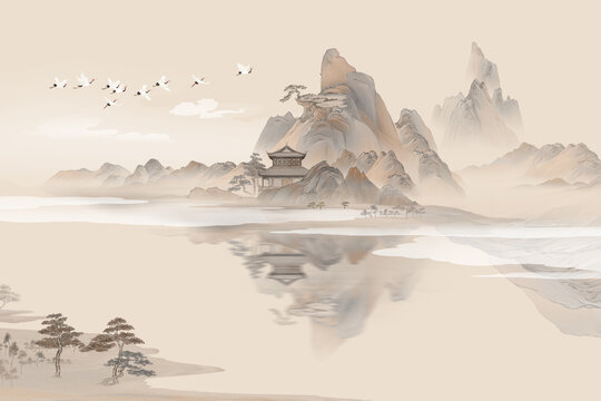 風(fēng)國(guó)畫國(guó)潮山水