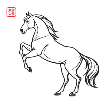 矢量插圖動物簡約線條駿馬
