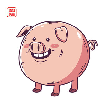 矢量插圖動物卡通胖小豬