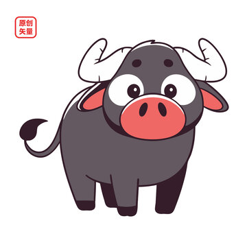 矢量插圖動物卡通野牛