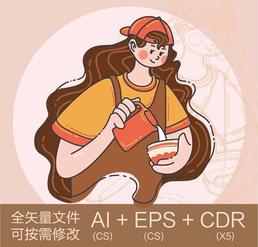 戴帽子的女性咖啡店員