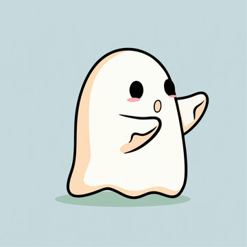 可愛表情的幽靈跑步追人形象兒童插畫