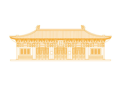 北京雍和宮矢量線描素材