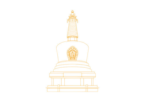 北京北海白塔矢量線描素材