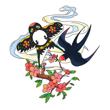 春季春天燕子櫻花風(fēng)箏