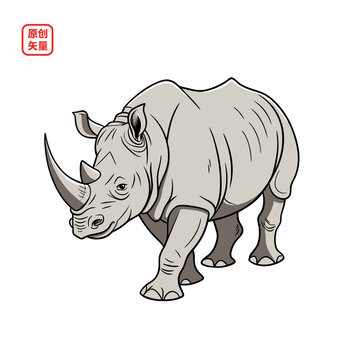 矢量插圖動物非洲犀牛
