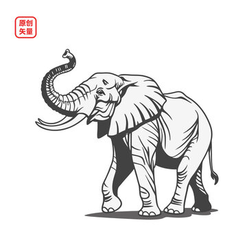 矢量插圖動物簡約大象