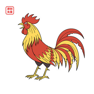 矢量插圖動(dòng)物簡(jiǎn)約公雞