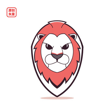 矢量插圖動(dòng)物簡(jiǎn)約獅子頭像