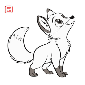 矢量插圖動物簡約線條小狐貍