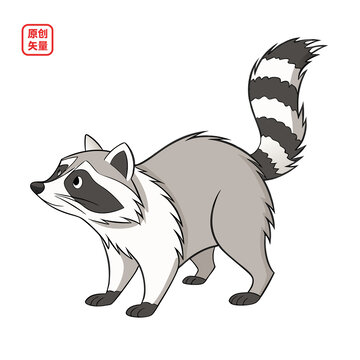 矢量插圖動(dòng)物簡(jiǎn)約小浣熊