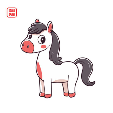 矢量插圖動(dòng)物卡通可愛小馬