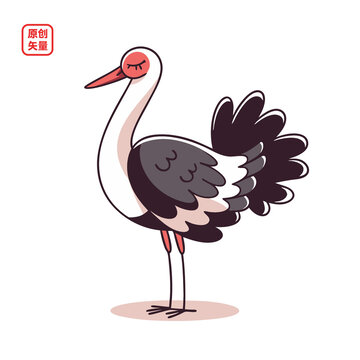 矢量插圖動物卡通鳥鶴