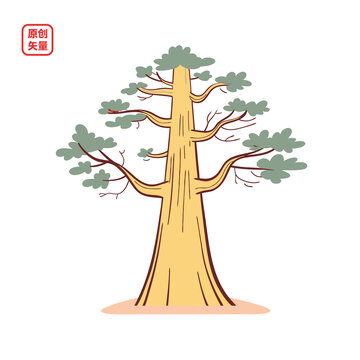 矢量插圖植物高大樹(shù)木