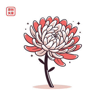 矢量插圖植物一株菊花