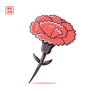 矢量插圖植物一株康乃馨