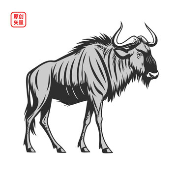 矢量插圖動物非洲角馬