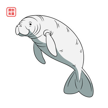 矢量插圖動(dòng)物海洋動(dòng)物海牛