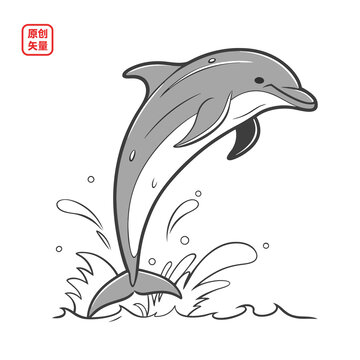 矢量插圖動(dòng)物海洋生物海豚