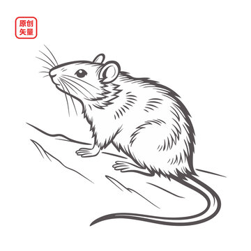 矢量插圖動(dòng)物灰色老鼠