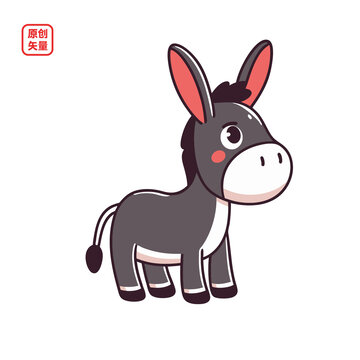 矢量插圖動物可愛小毛驢