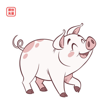 矢量插圖動物可愛小豬