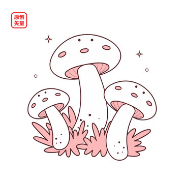 矢量插圖菌菇簡約蘑菇