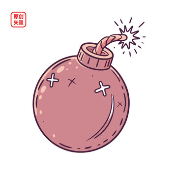 矢量插圖卡通燃燒炸彈