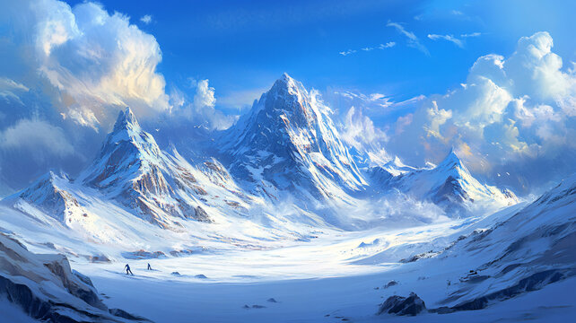 雪山原畫
