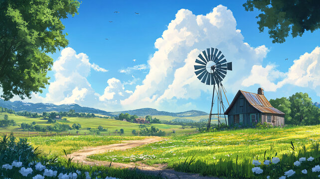 唯美農村場景