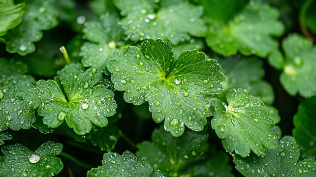 酢漿草葉上雨滴