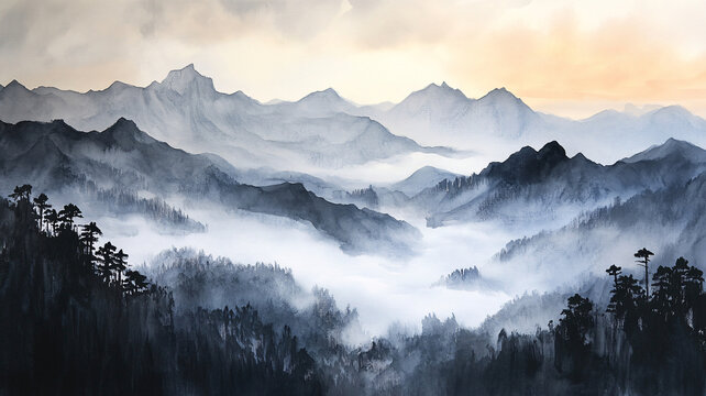 霧霾山水畫