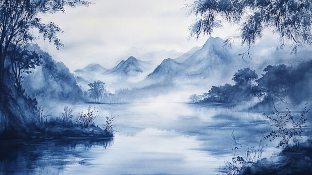 藍(lán)色夢幻山水風(fēng)情